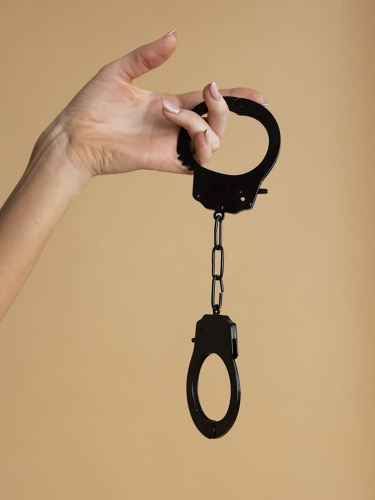 Black steel handcuffs